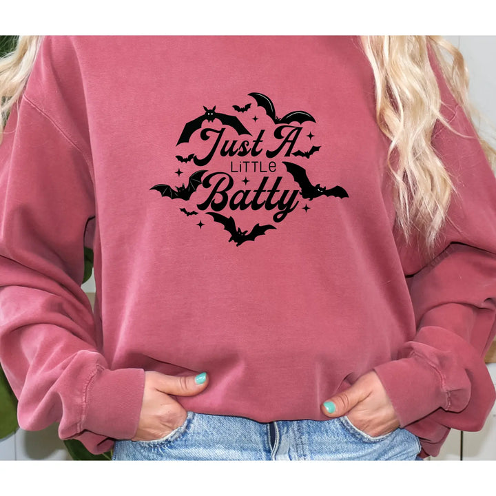 A Little Batty Shirt Halloween Sweatshirt Unisex Fall Apparel Cute Spooky Top Bat Lovers Gift Hoodie Graphic