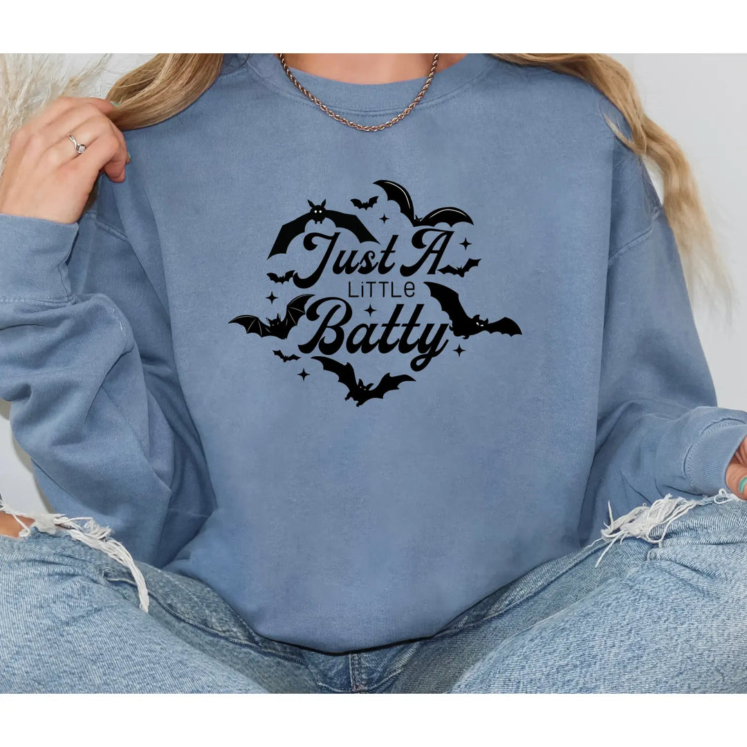 A Little Batty Shirt Halloween Sweatshirt Unisex Fall Apparel Cute Spooky Top Bat Lovers Gift Hoodie Graphic