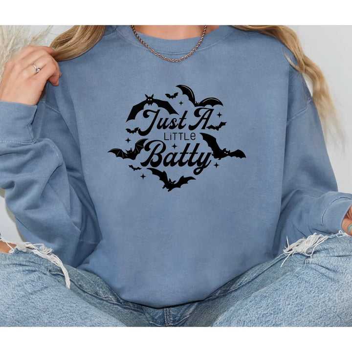 A Little Batty Shirt Halloween Sweatshirt Unisex Fall Apparel Cute Spooky Top Bat Lovers Gift Hoodie Graphic