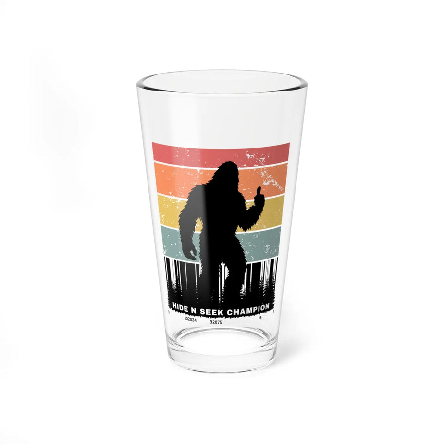 Bigfoot Hide & Seek Champion Mixing Glass – 16oz Adventure Drinkware Outdoor Enthusiasts Mythical Creature Fans Gift