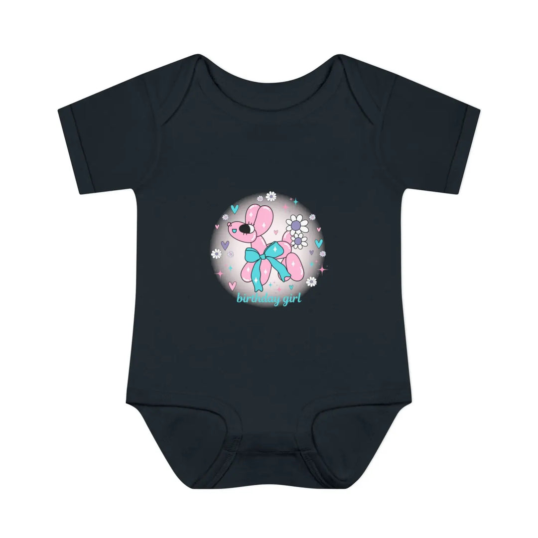 Birthday Girl Infant Bodysuit Cute Baby Outfit Newborn Gift Shower First Floral Design - NB (0-3M) / Black - Kids
