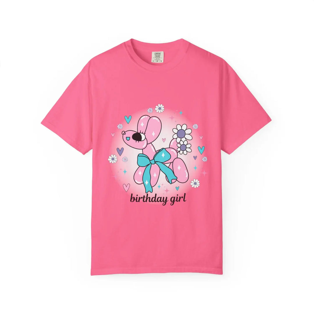 Birthday Girl Teen & Adult Balloon Animal T-Shirt Fun Celebration Graphic Tee Vibrant Party Shirt All Sizes (Teen Women