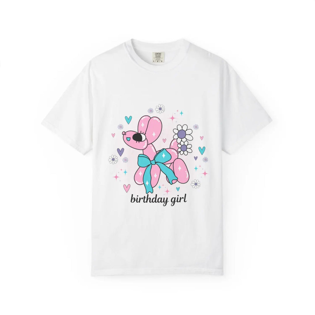 Birthday Girl Teen & Adult Balloon Animal T-Shirt Fun Celebration Graphic Tee Vibrant Party Shirt All Sizes (Teen Women