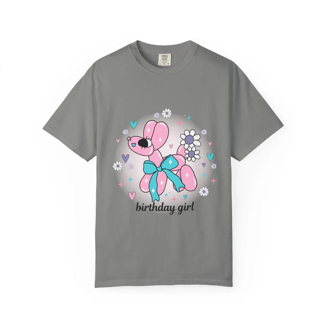 Birthday Girl Teen & Adult Balloon Animal T-Shirt Fun Celebration Graphic Tee Vibrant Party Shirt All Sizes (Teen Women