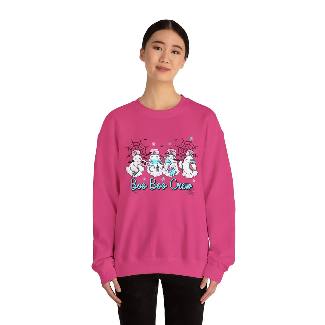 Boo Crew Sweatshirt - Nurse Top for Halloween Spooky Sweater Ghost Shirt Doctors Office Apparel October Outfit - Unisex