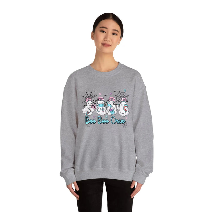 Boo Crew Sweatshirt - Nurse Top for Halloween Spooky Sweater Ghost Shirt Doctors Office Apparel October Outfit - Unisex