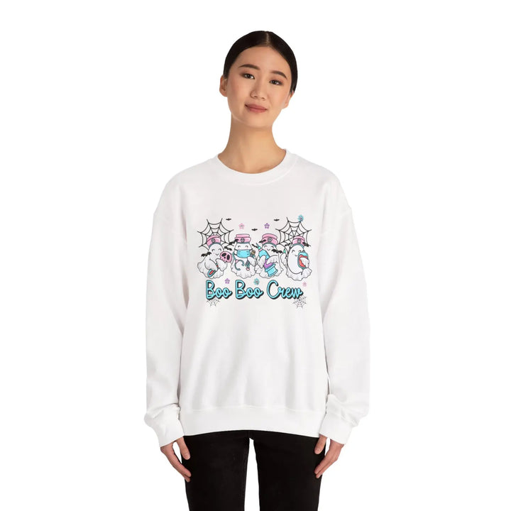 Boo Crew Sweatshirt - Nurse Top for Halloween Spooky Sweater Ghost Shirt Doctors Office Apparel October Outfit - Unisex