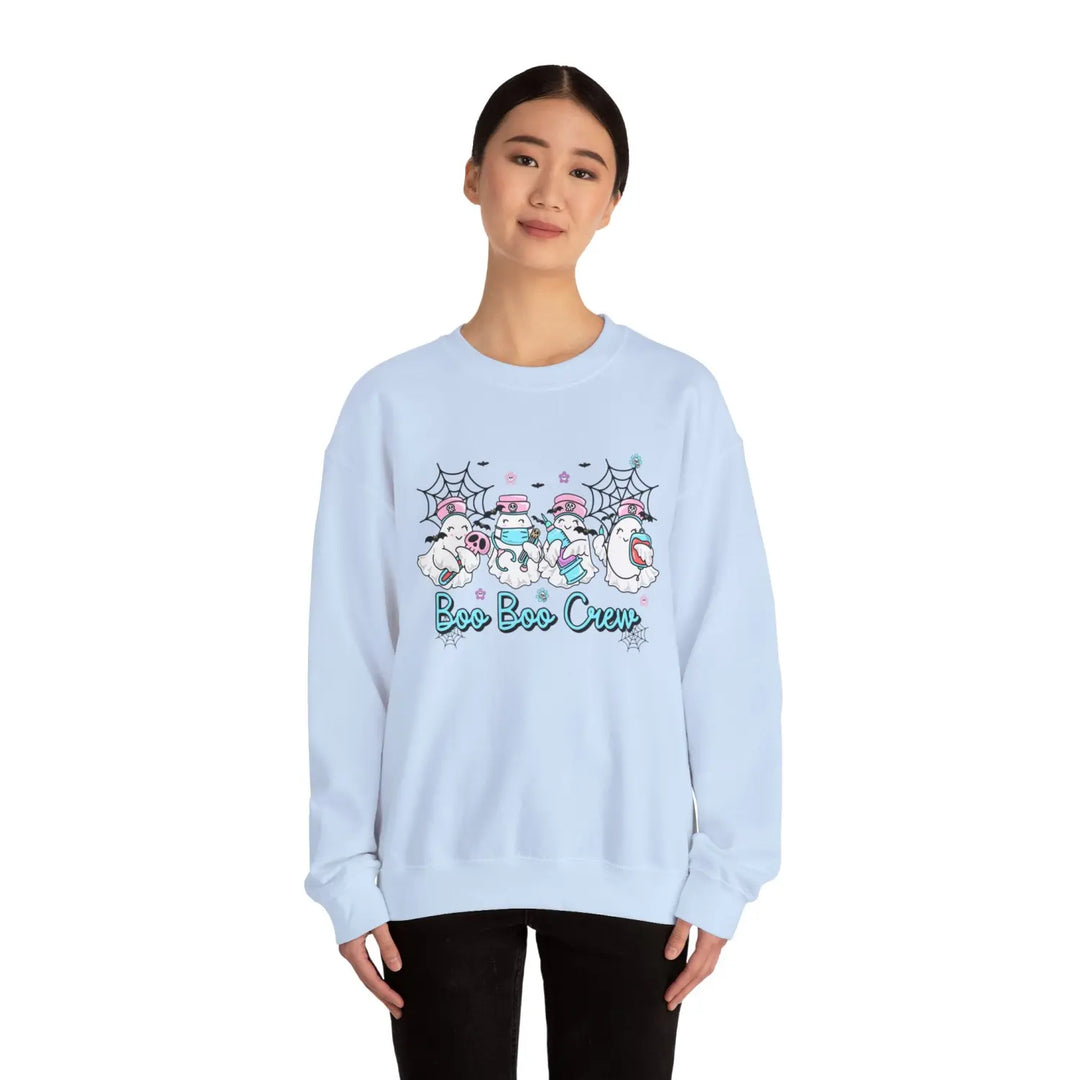 Boo Crew Sweatshirt - Nurse Top for Halloween Spooky Sweater Ghost Shirt Doctors Office Apparel October Outfit - Unisex