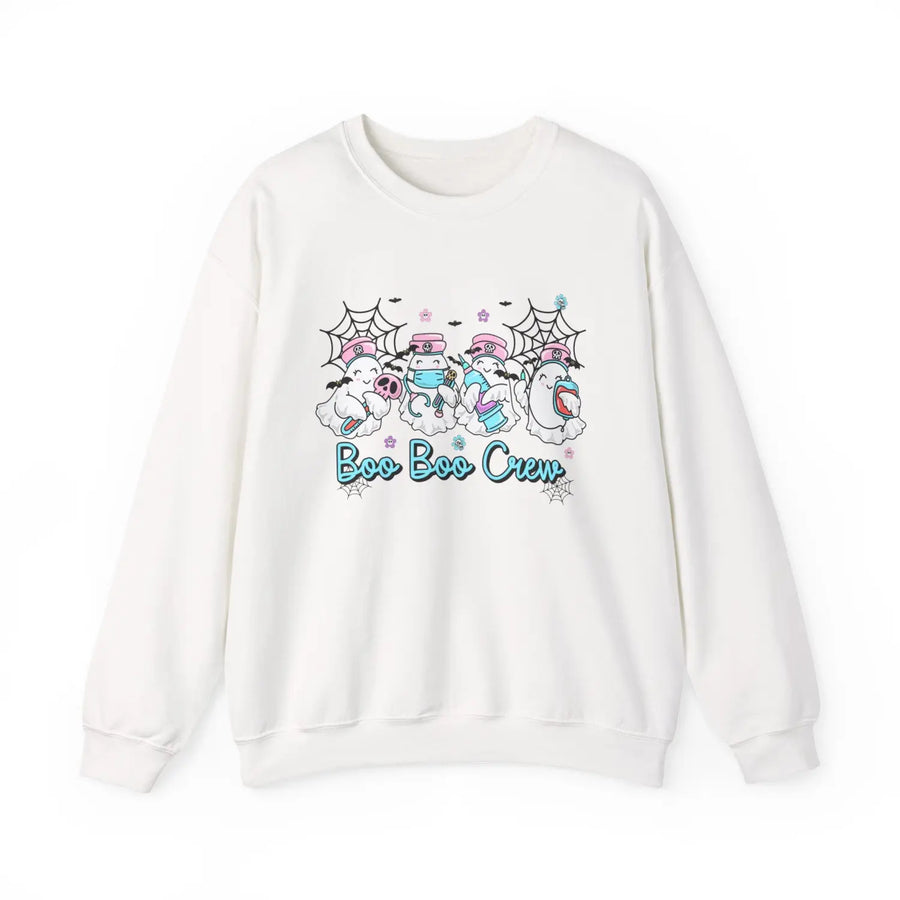 Boo Crew Sweatshirt - Nurse Top for Halloween Spooky Sweater Ghost Shirt Doctors Office Apparel October Outfit - Unisex