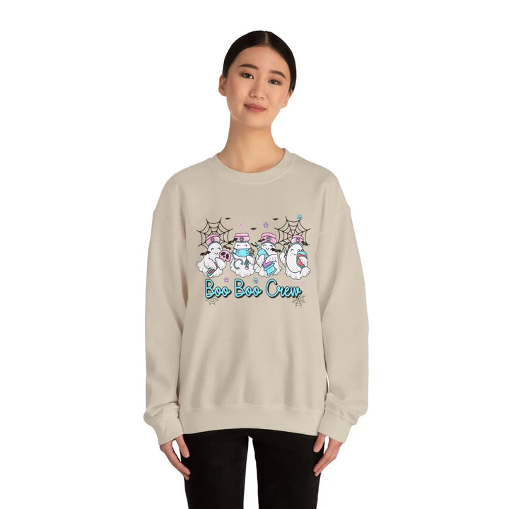 Boo Crew Sweatshirt - Nurse Top for Halloween Spooky Sweater Ghost Shirt Doctors Office Apparel October Outfit - Unisex