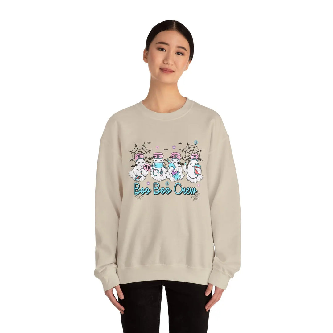 Boo Crew Sweatshirt - Nurse Top for Halloween Spooky Sweater Ghost Shirt Doctors Office Apparel October Outfit - Unisex