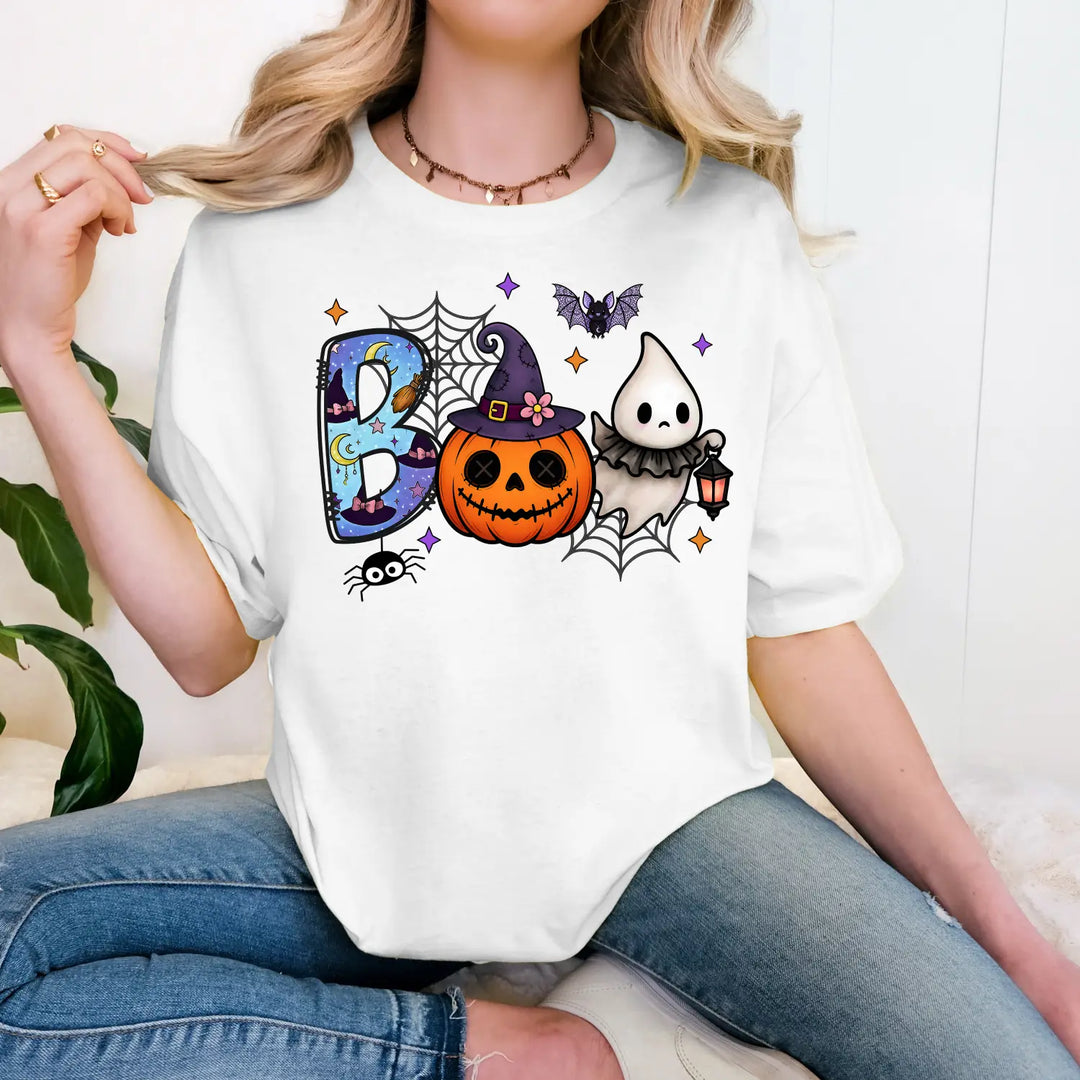 Boo Halloween Graphic Tee Unisex Softstyle T Shirt Spooky Party Wear Pumpkin Cute Ghost Costume