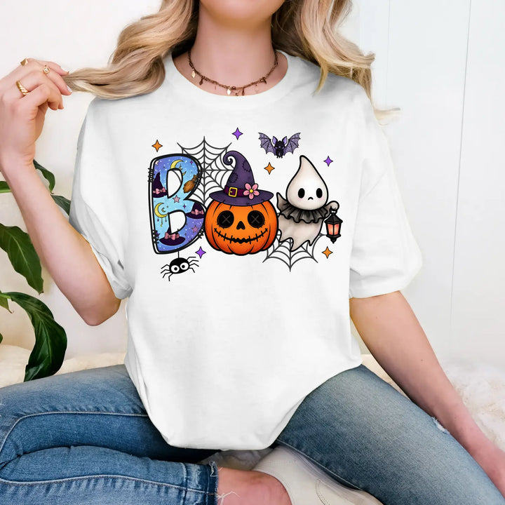 Boo Halloween Graphic Tee Unisex Softstyle T Shirt Spooky Party Wear Pumpkin Cute Ghost Costume
