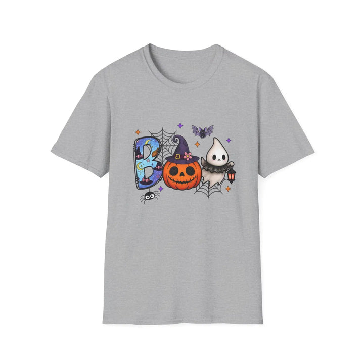 Boo Halloween Graphic Tee Unisex Softstyle T Shirt Spooky Party Wear Pumpkin Cute Ghost Costume Sport Grey / S