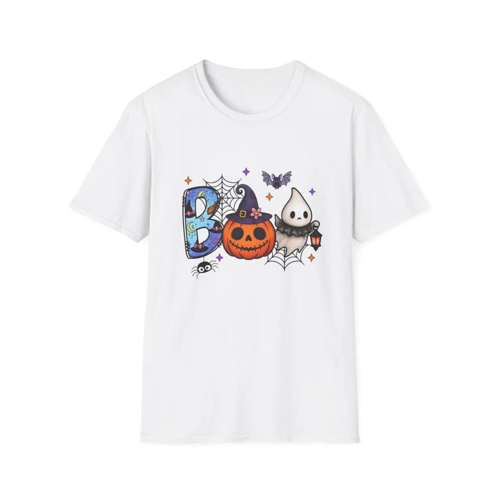 Boo Halloween Graphic Tee Unisex Softstyle T Shirt Spooky Party Wear Pumpkin Cute Ghost Costume White / S