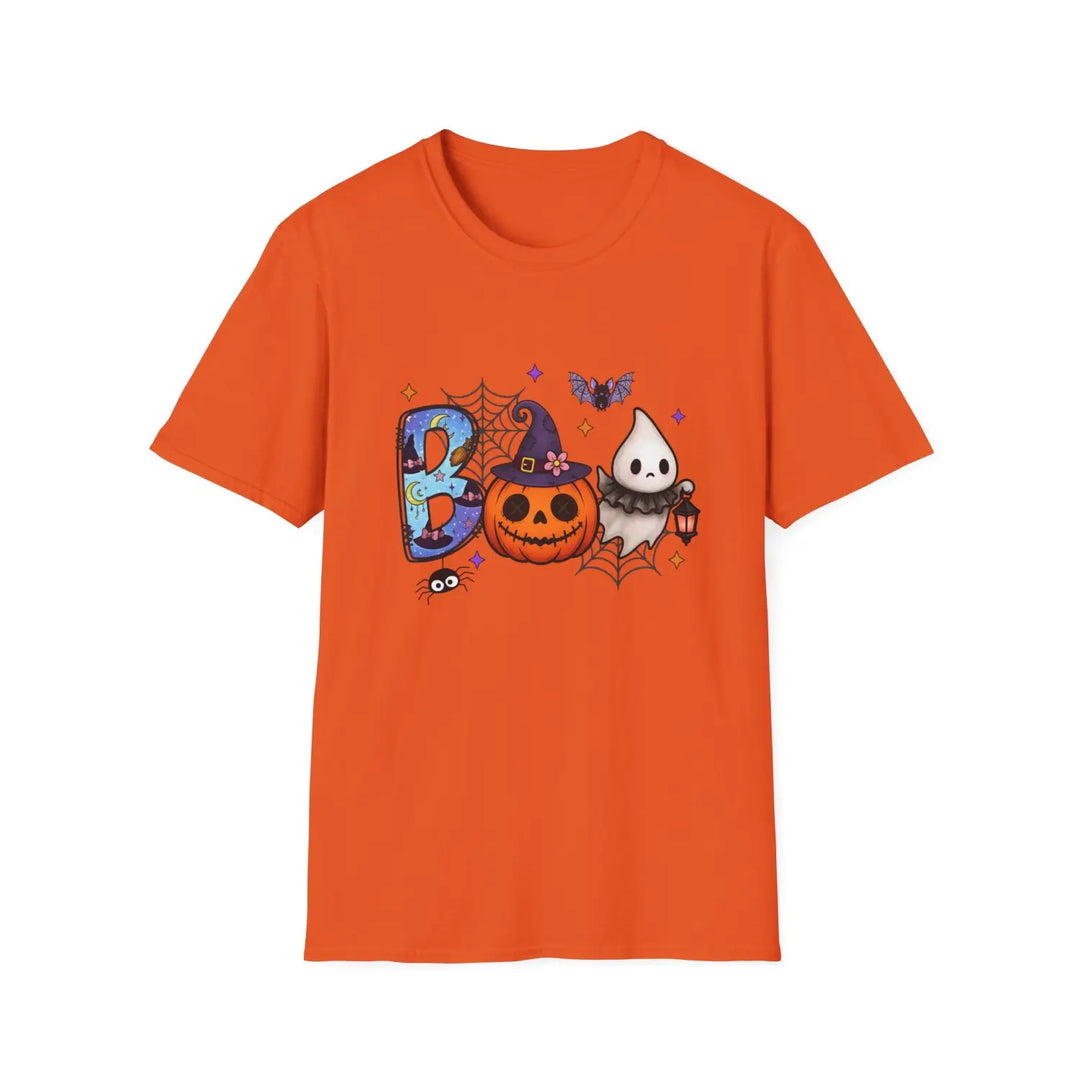 Boo Halloween Graphic Tee Unisex Softstyle T Shirt Spooky Party Wear Pumpkin Cute Ghost Costume Orange / S