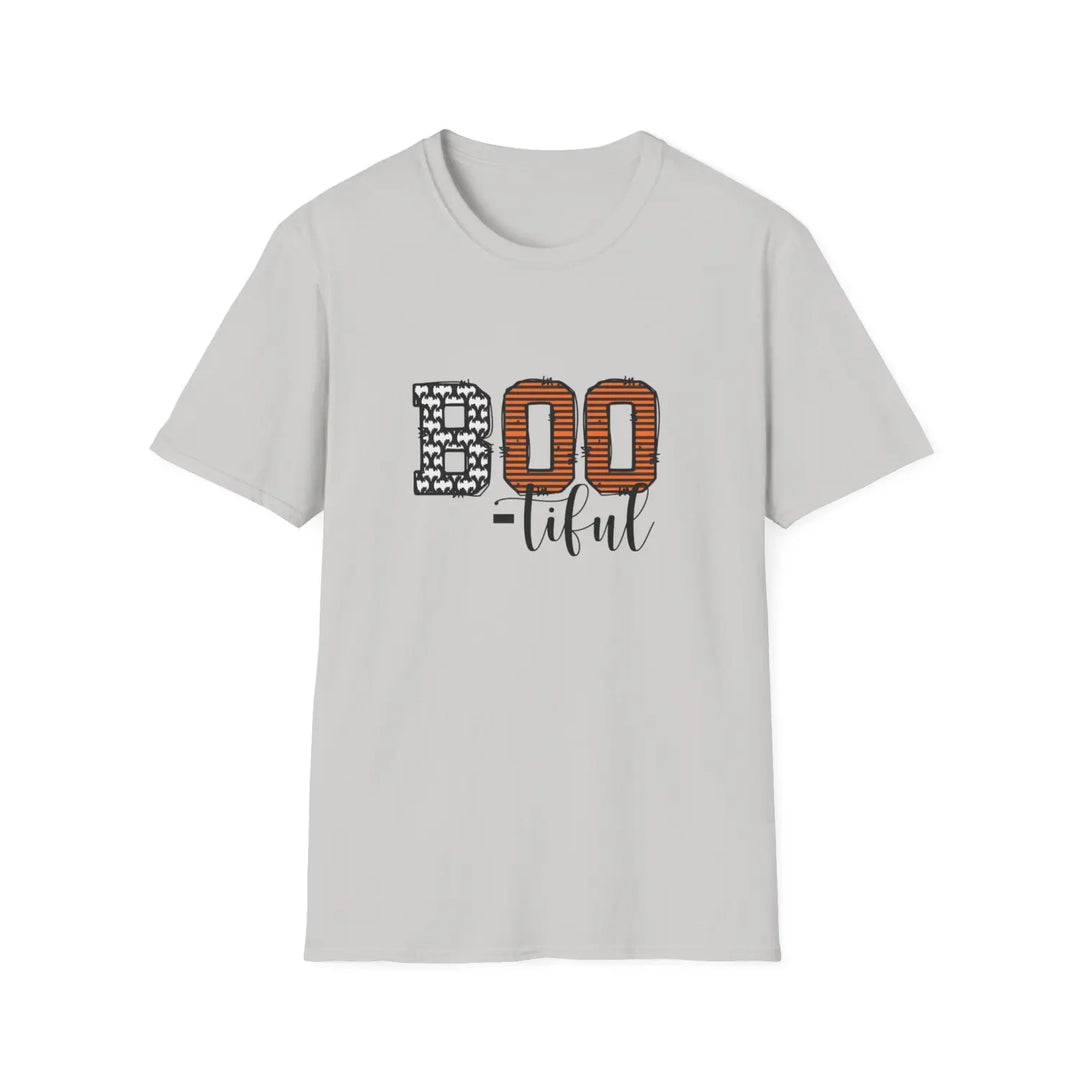 Boo-tiful Halloween Unisex Softstyle T-Shirt | Spooky Vibes Casual Wear Fall Celebrations Costumes Gift Idea - Ice Grey