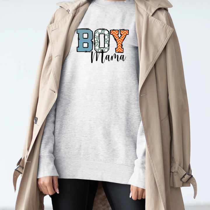 Boy Mama Crewneck Sweatshirt - Cozy Gift for Moms Perfect Casual Wear Birthdays Mother’s Day Boys Baby Shower Family