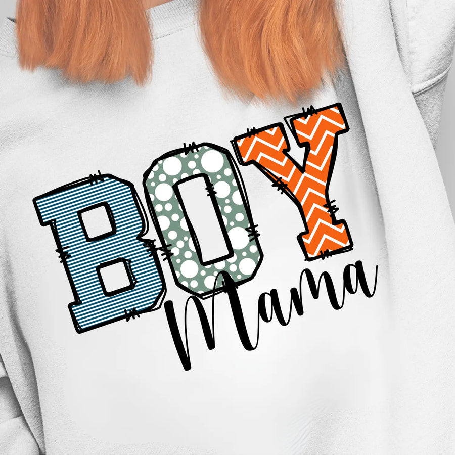 Boy Mama Crewneck Sweatshirt - Cozy Gift for Moms Perfect Casual Wear Birthdays Mother’s Day Boys Baby Shower Family