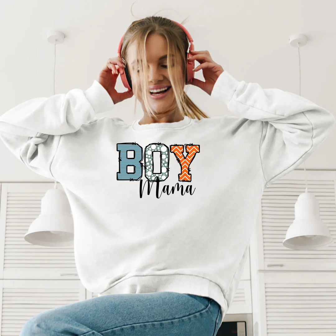 Boy Mama Crewneck Sweatshirt - Cozy Gift for Moms Perfect Casual Wear Birthdays Mother’s Day Boys Baby Shower Family