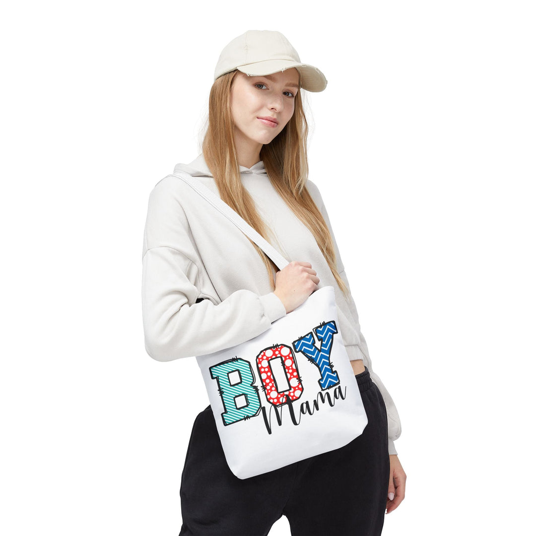 Boy Mama Tote Bag Cute Gift for Moms Kids’ Birthday Daily Use Stylish Diaper Baby Shower - 13’’ × / White - Bags