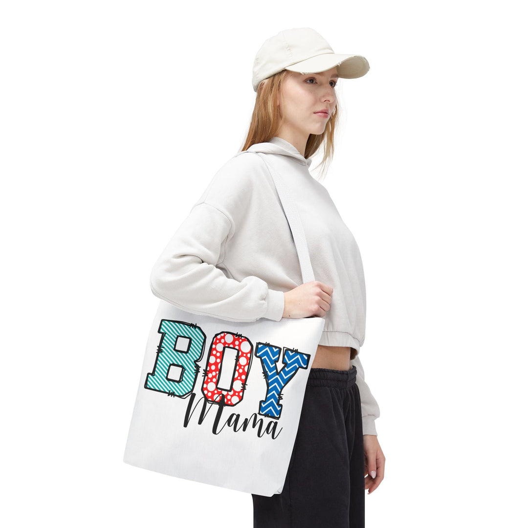 Boy Mama Tote Bag Cute Gift for Moms Kids’ Birthday Daily Use Stylish Diaper Baby Shower - 16’’ × / White - Bags
