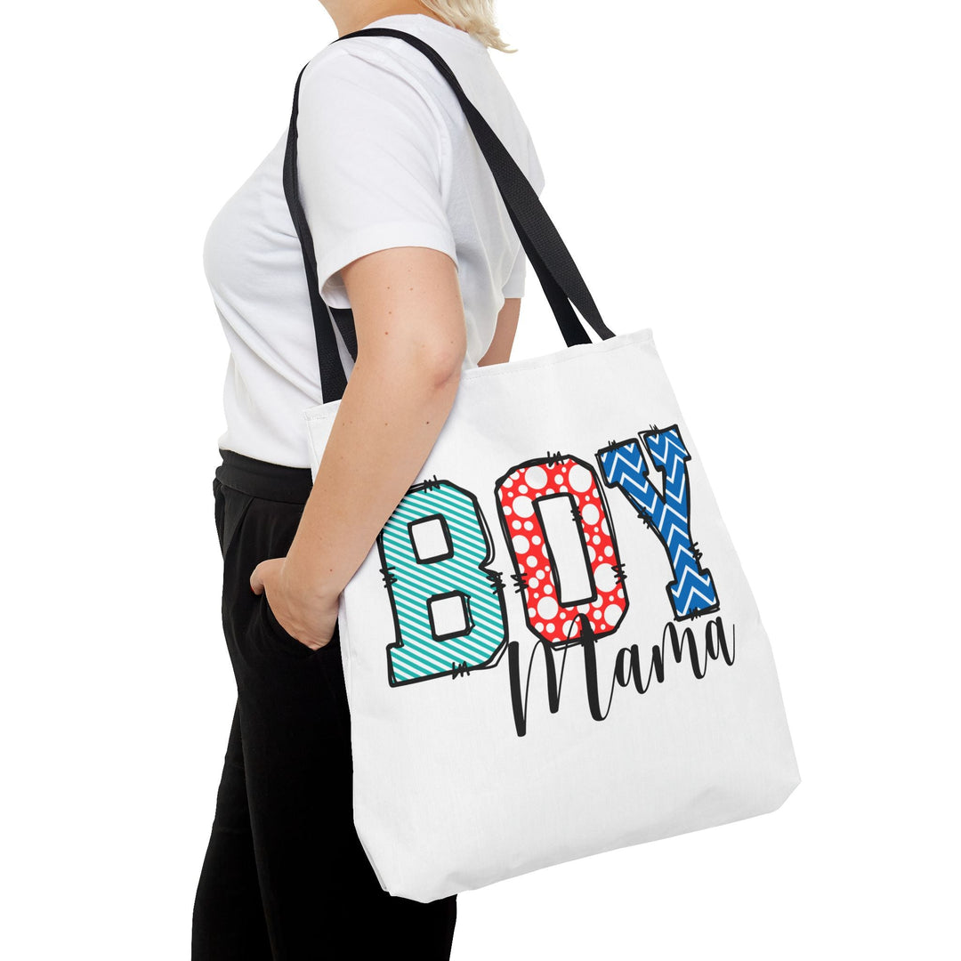 Boy Mama Tote Bag Cute Gift for Moms Kids’ Birthday Daily Use Stylish Diaper Baby Shower - 18’’ × / Black - Bags