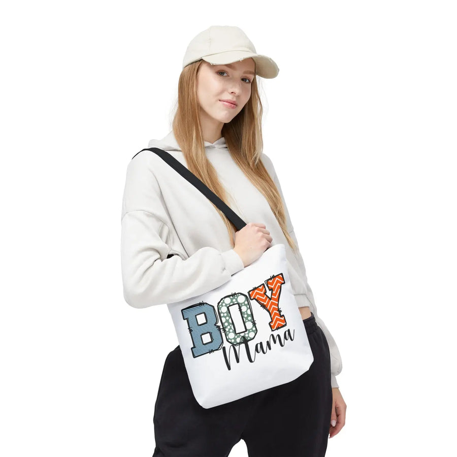 Boy Mama Tote Bag | Stylish Gift for Moms Shopping Beach Days Mother’s Day Unique Design - 13’’ × / Black - Bags