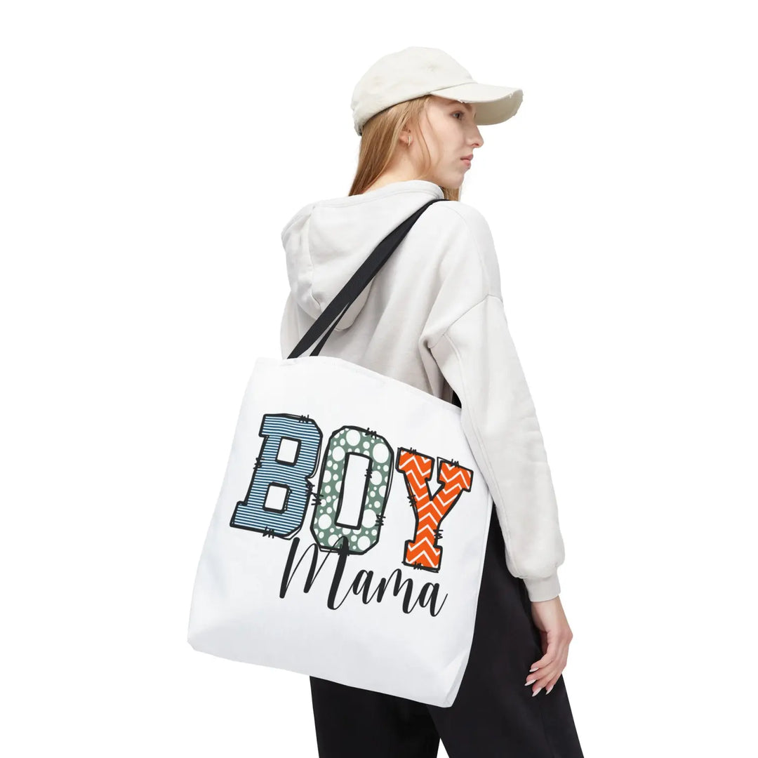 Boy Mama Tote Bag | Stylish Gift for Moms Shopping Beach Days Mother’s Day Unique Design - 18’’ × / Black - Bags