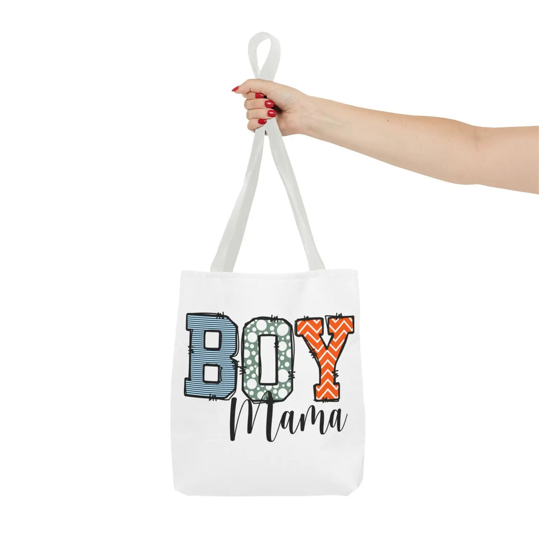 Boy Mama Tote Bag | Stylish Gift for Moms Shopping Beach Days Mother’s Day Unique Design - 13’’ × / White - Bags