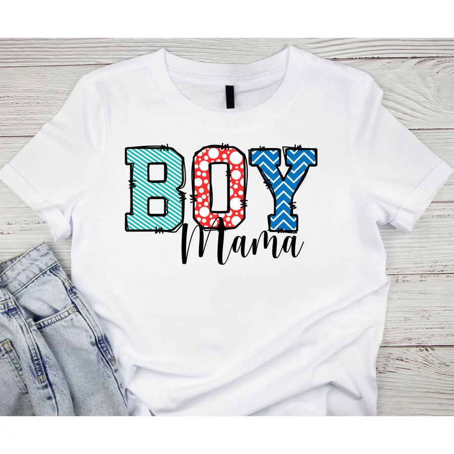 Boy Mama Women’s Softstyle Tee Colorful Graphic Mom Gift T-Shirt Proud Shirt Casual Wear Family Idea