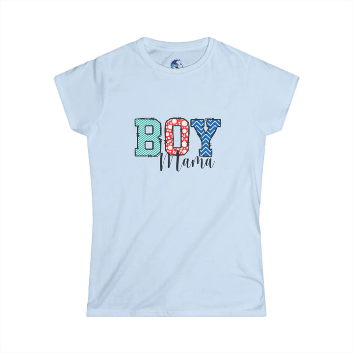 Boy Mama Women’s Softstyle Tee Colorful Graphic Mom Gift T-Shirt Proud Shirt Casual Wear Family Idea - Light Blue / S