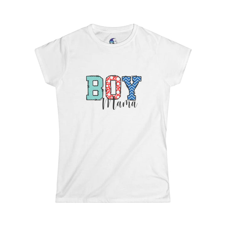 Boy Mama Women’s Softstyle Tee Colorful Graphic Mom Gift T-Shirt Proud Shirt Casual Wear Family Idea - White / S