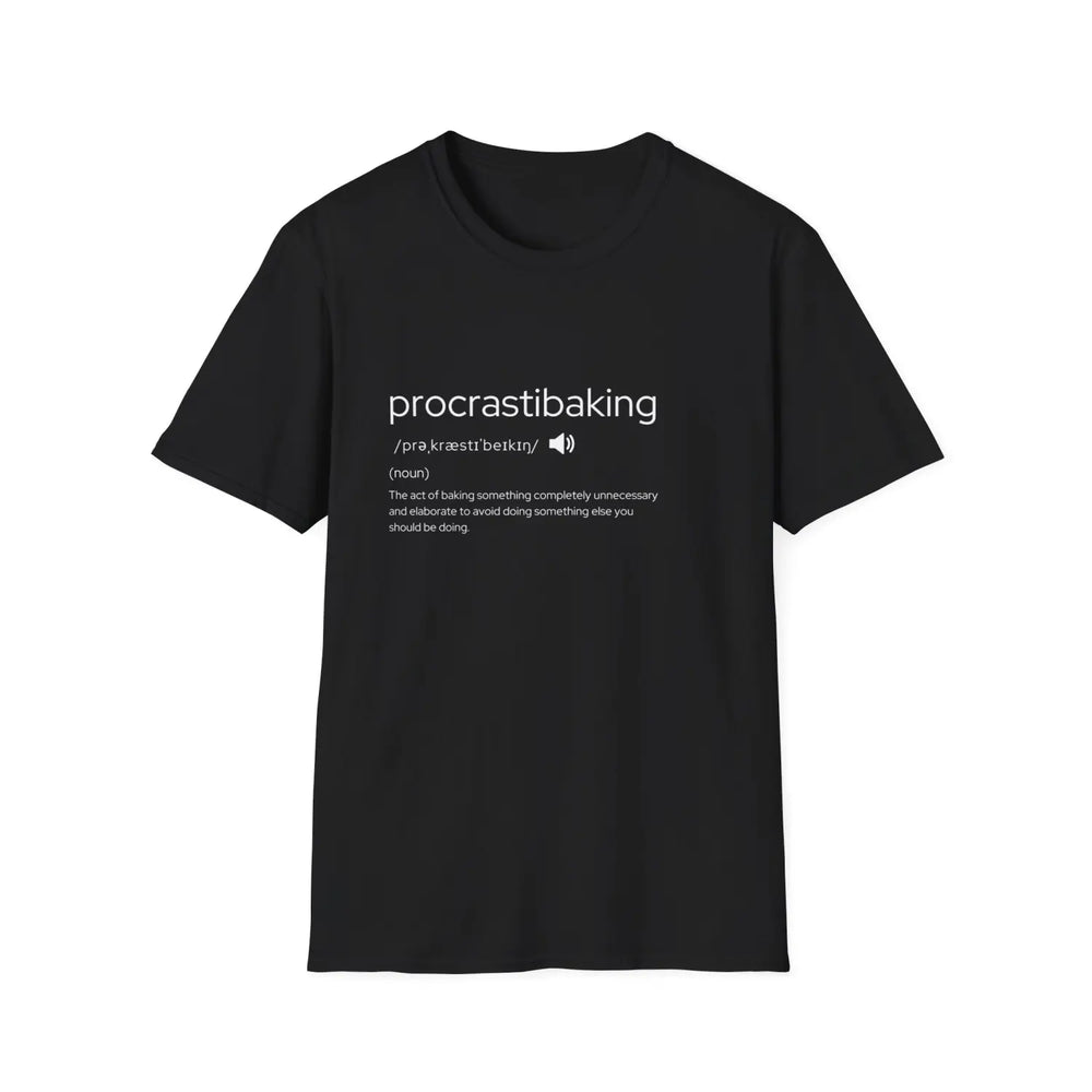 ProcrastiBaking Unisex T-Shirt - Cozy & Fun for Bakers Foodies Gifts Birthdays or Casual Days - XS / Black