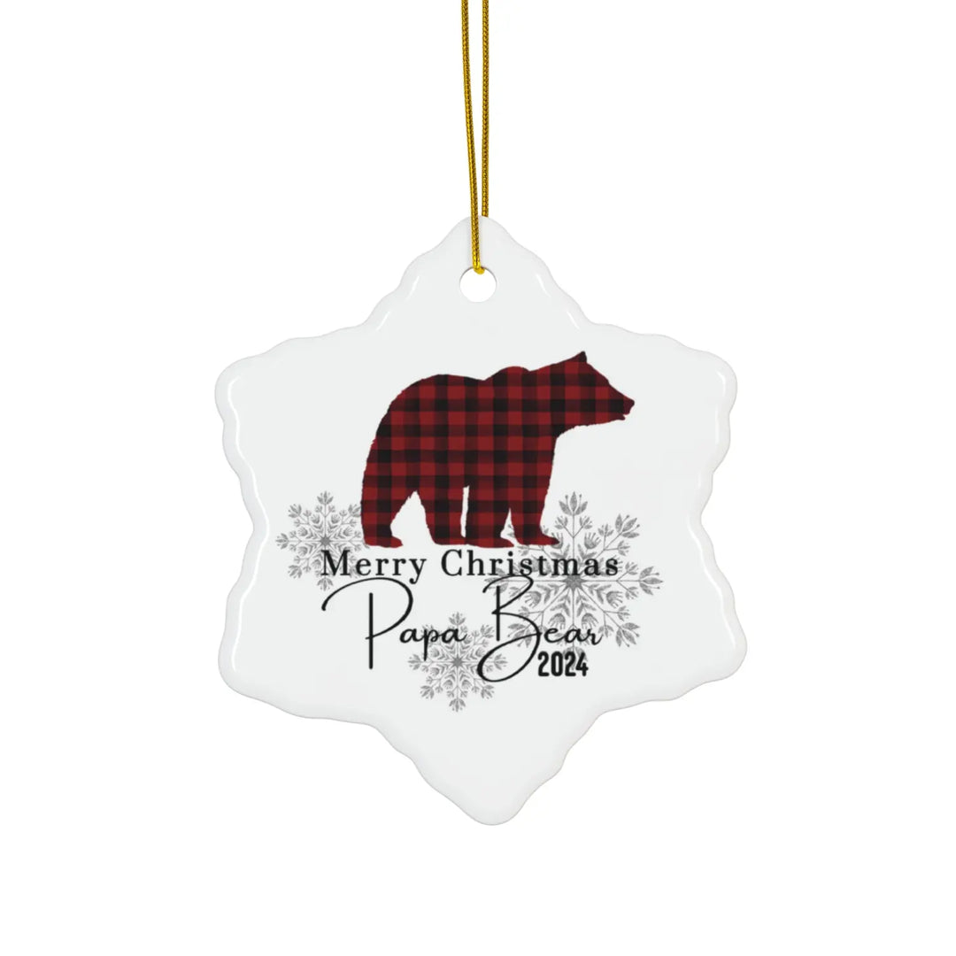 Ceramic Ornament Papa Bear Lumberjack Design Christmas Decoration Holiday Decor Family Keepsake Custom Gift - Snowflake