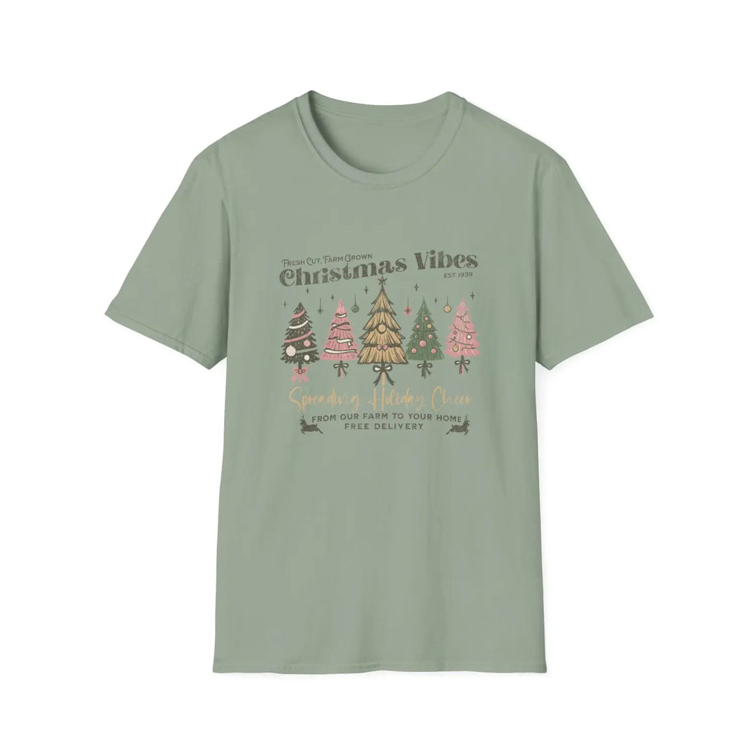 Christmas Vibes Unisex Softstyle T-Shirt Holiday Apparel Festive Gift Family Gatherings Comfortable Wear Seasonal Tees