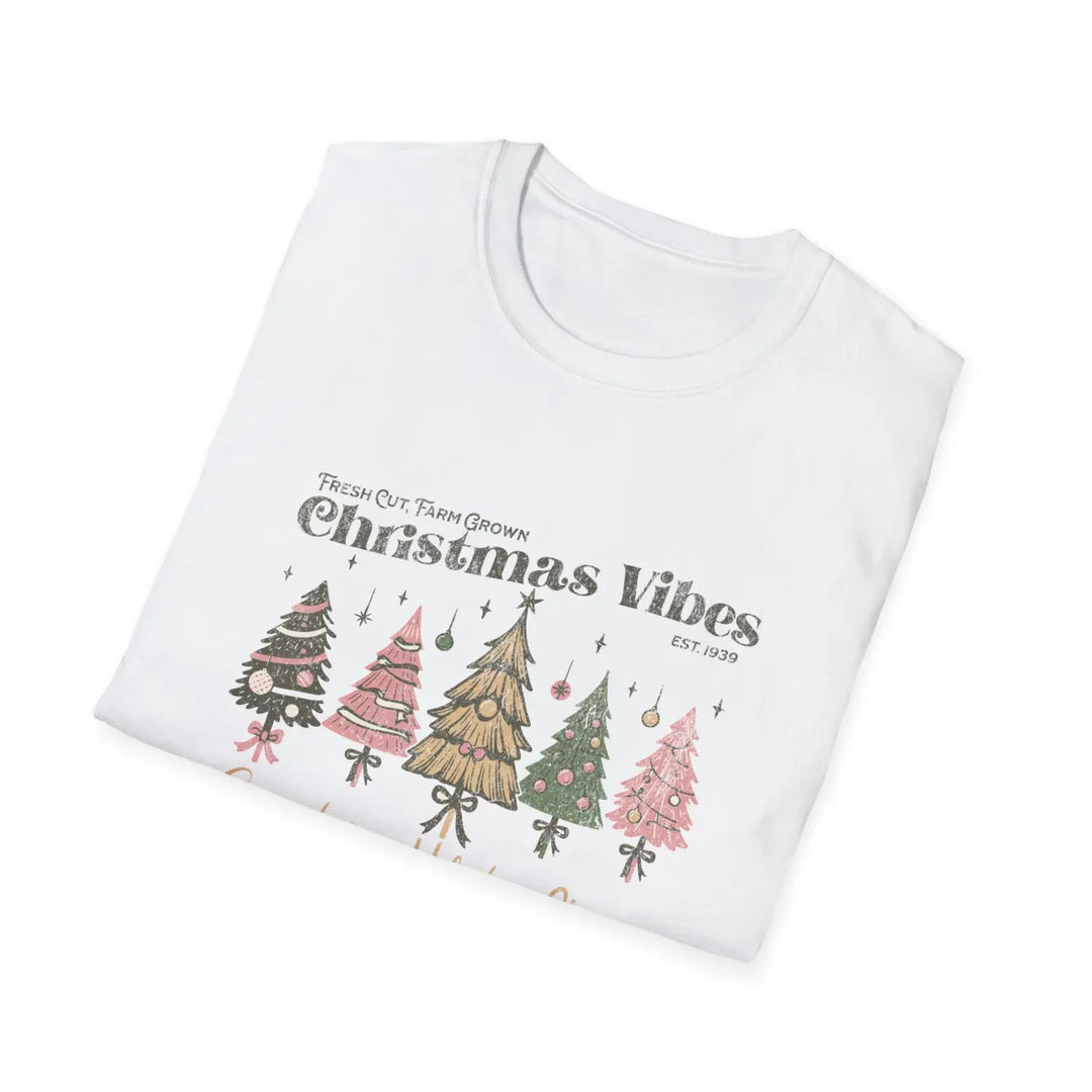 Christmas Vibes Unisex Softstyle T-Shirt Holiday Apparel Festive Gift Family Gatherings Comfortable Wear Seasonal Tees