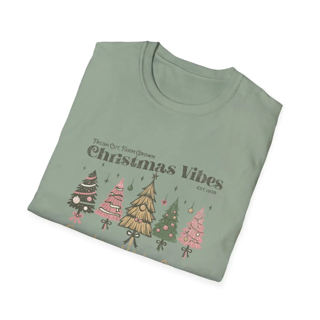 Christmas Vibes Unisex Softstyle T-Shirt Holiday Apparel Festive Gift Family Gatherings Comfortable Wear Seasonal Tees