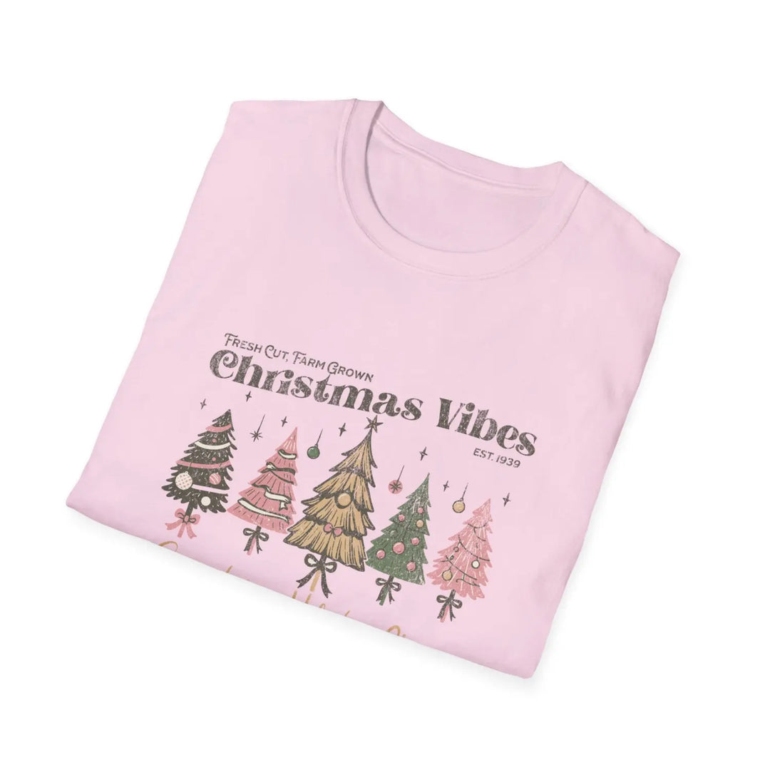 Christmas Vibes Unisex Softstyle T-Shirt Holiday Apparel Festive Gift Family Gatherings Comfortable Wear Seasonal Tees