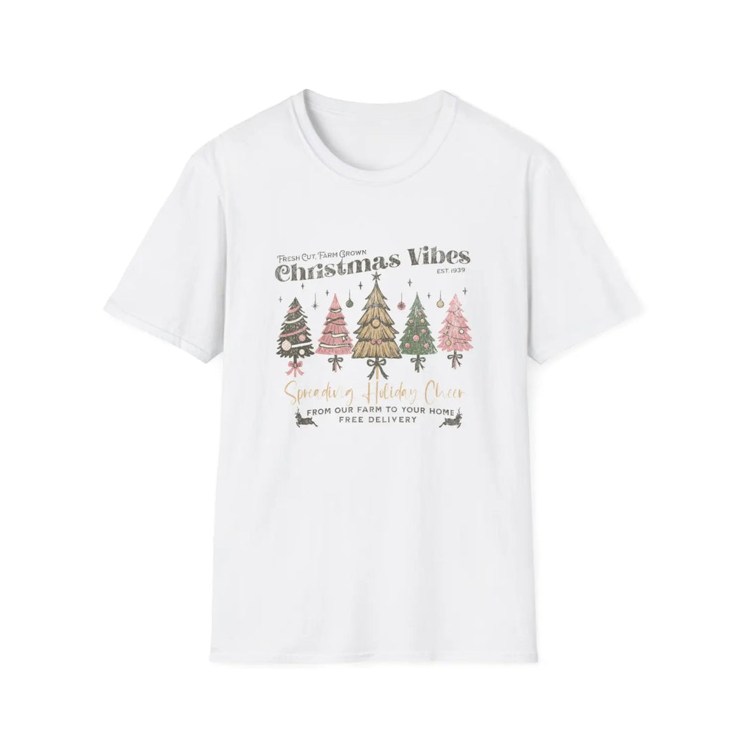 Christmas Vibes Unisex Softstyle T-Shirt Holiday Apparel Festive Gift Family Gatherings Comfortable Wear Seasonal Tees