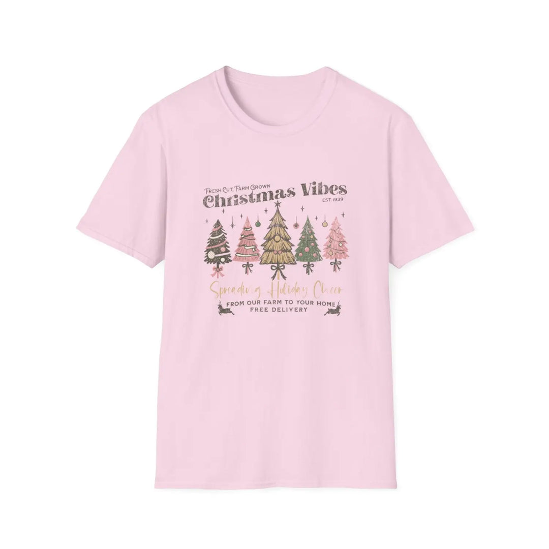 Christmas Vibes Unisex Softstyle T-Shirt Holiday Apparel Festive Gift Family Gatherings Comfortable Wear Seasonal Tees