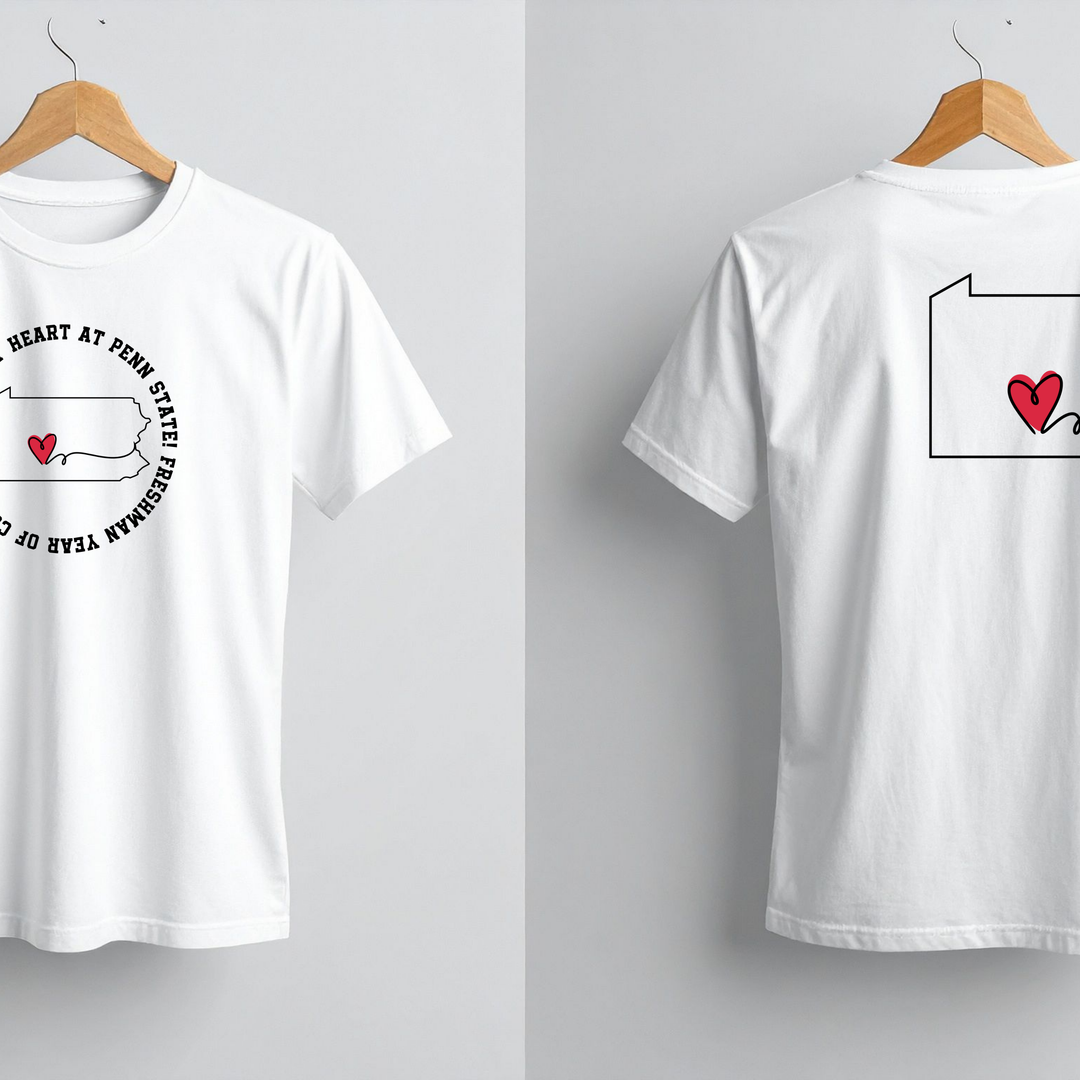 College Freshman Year Unisex T-Shirt - I Left My Heart At Gift for Parents Personalize with School and State