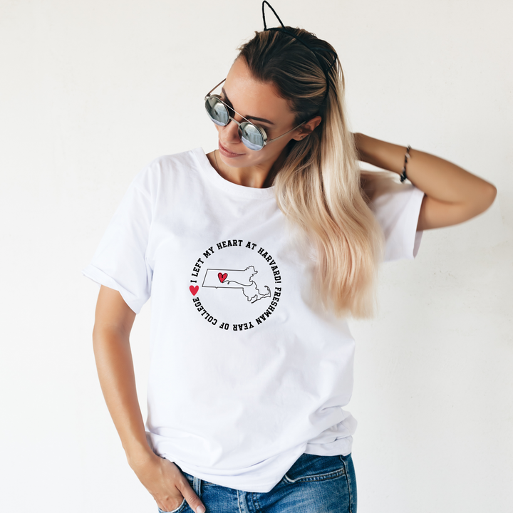 College Freshman Year Unisex T-Shirt - I Left My Heart At Gift for Parents Personalize with School and State