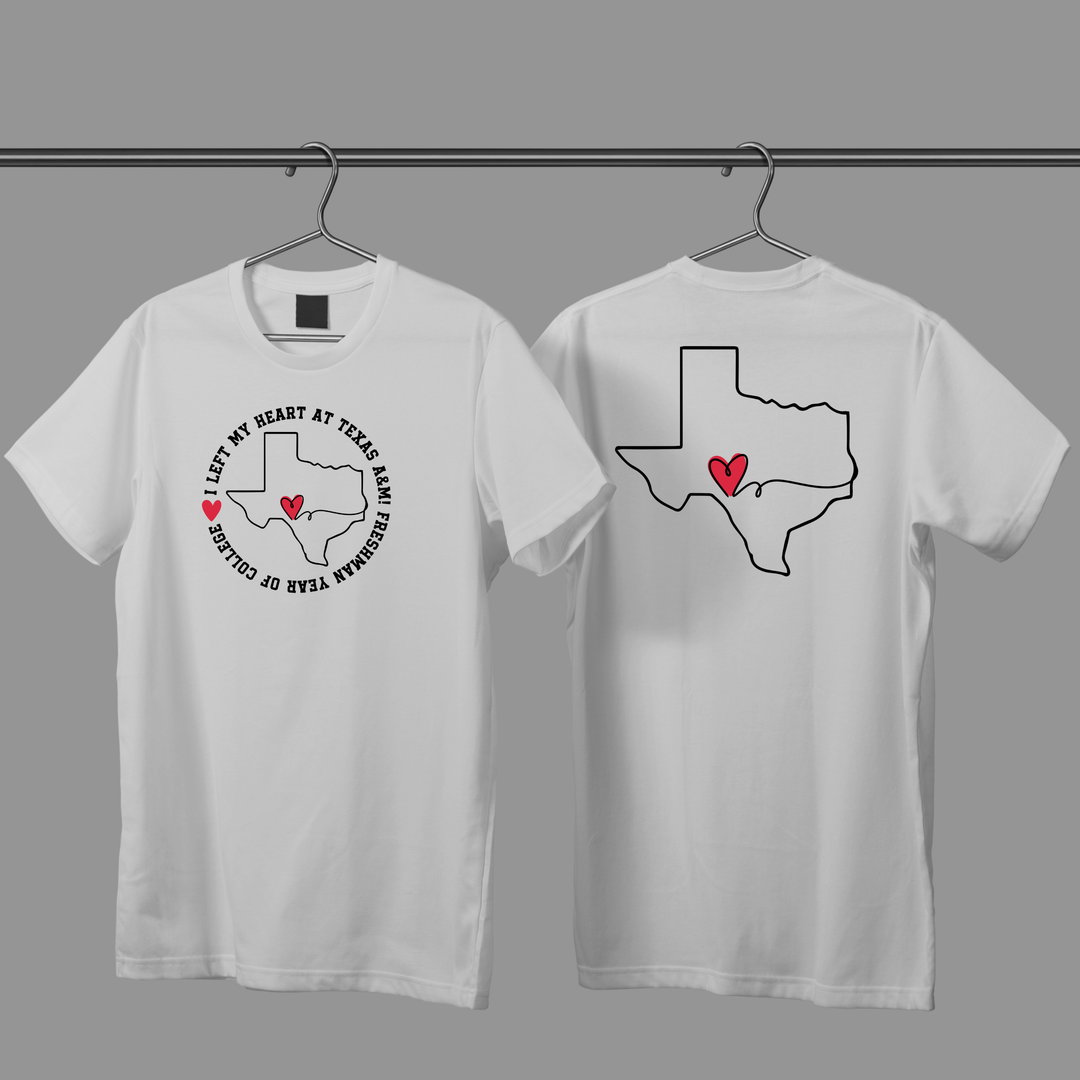College Freshman Year Unisex T-Shirt - I Left My Heart At Gift for Parents Personalize with School and State