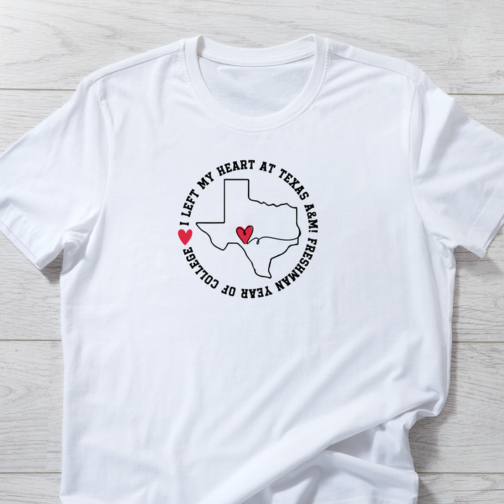 College Freshman Year Unisex T-Shirt - I Left My Heart At Gift for Parents Personalize with School and State