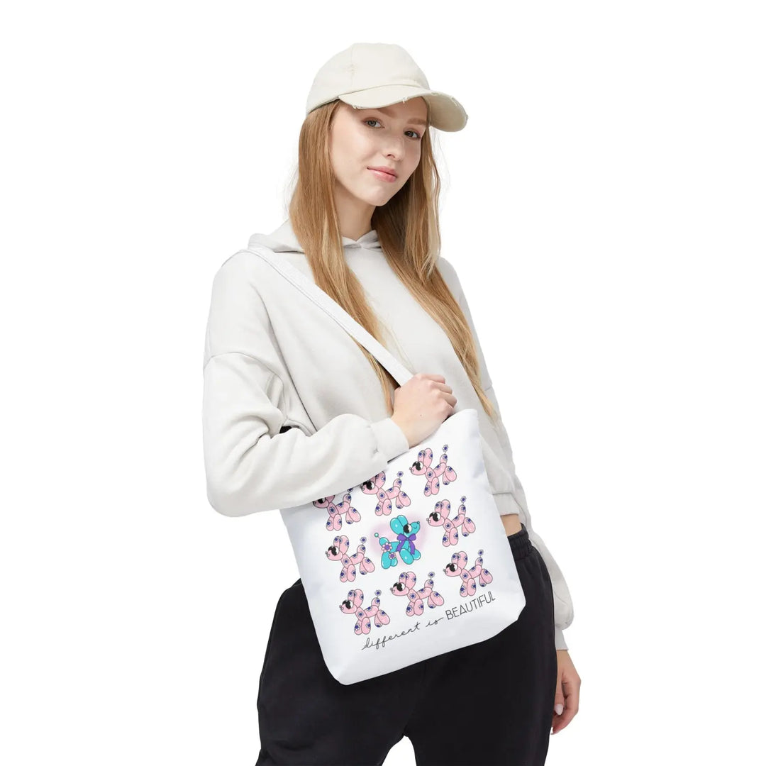 Colorful Balloon Animal Tote Bag - Different is Beautiful Gift for Dog Lovers Fun Shopping Kids’ Party Favor - 13’’ ×