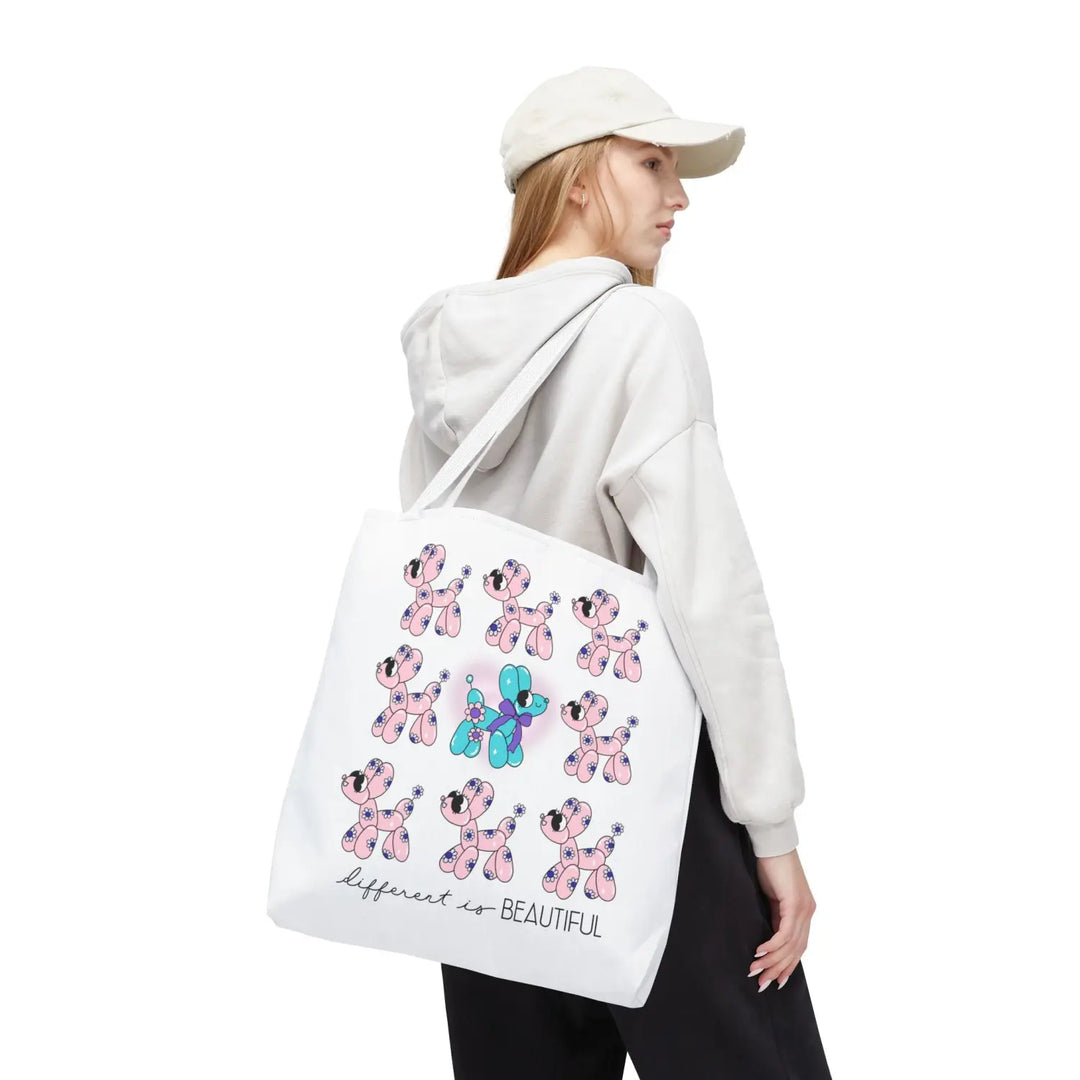 Colorful Balloon Animal Tote Bag - Different is Beautiful Gift for Dog Lovers Fun Shopping Kids’ Party Favor - 18’’ ×