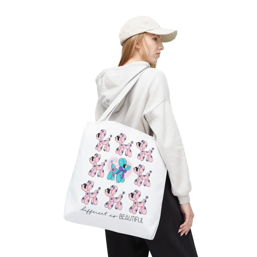 Colorful Balloon Animal Tote Bag - Different is Beautiful Gift for Dog Lovers Fun Shopping Kids’ Party Favor - 18’’ ×