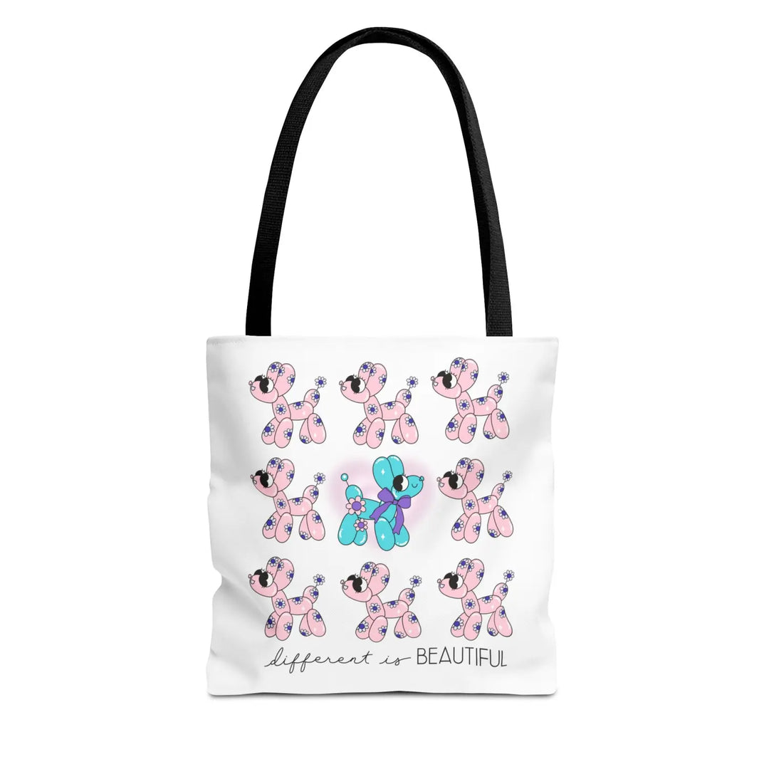 Colorful Balloon Animal Tote Bag - Different is Beautiful Gift for Dog Lovers Fun Shopping Kids’ Party Favor - 13’’ ×