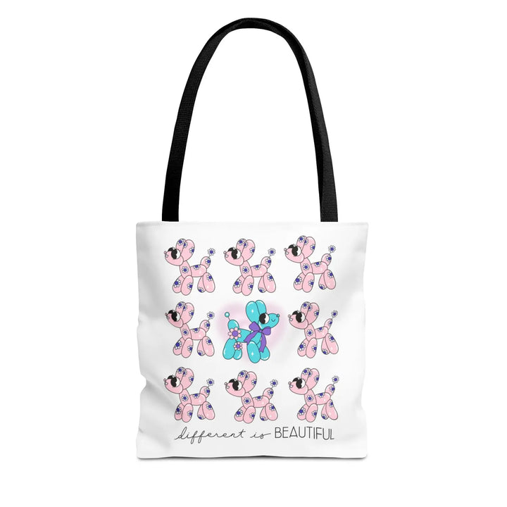 Colorful Balloon Animal Tote Bag - Different is Beautiful Gift for Dog Lovers Fun Shopping Kids’ Party Favor - 13’’ ×
